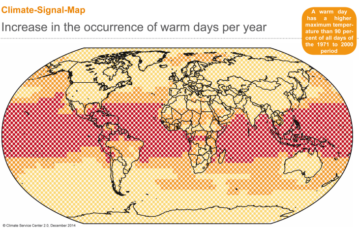 CSM Increase in the occurrence of warm days per year